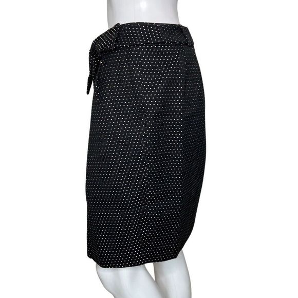 Talbots Skirt Womens 4 Petite Black Cream Polka Dots Pleats Preppy Retro Vintage - Picture 3 of 7